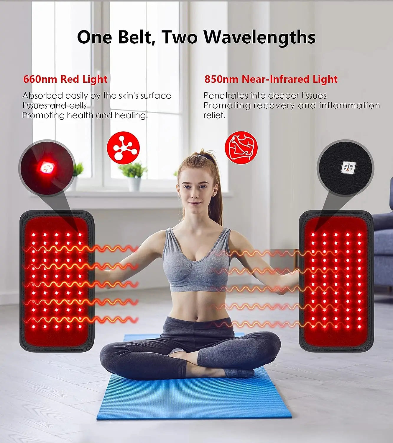 60 LEDs Red&Infrared Light Therapy Belt 850nm 660nm Fat Burner