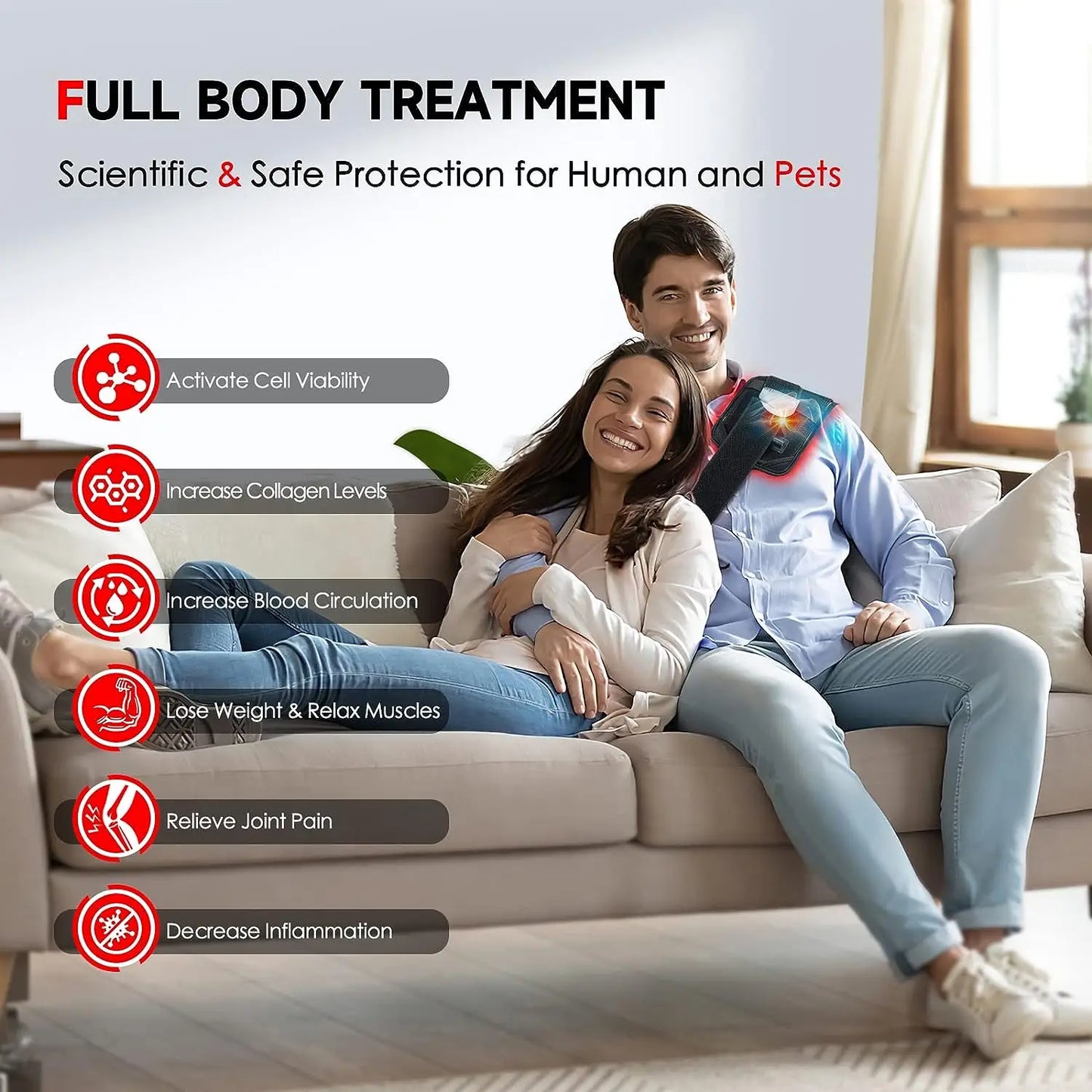 60 LEDs Red&Infrared Light Therapy Belt 850nm 660nm Fat Burner