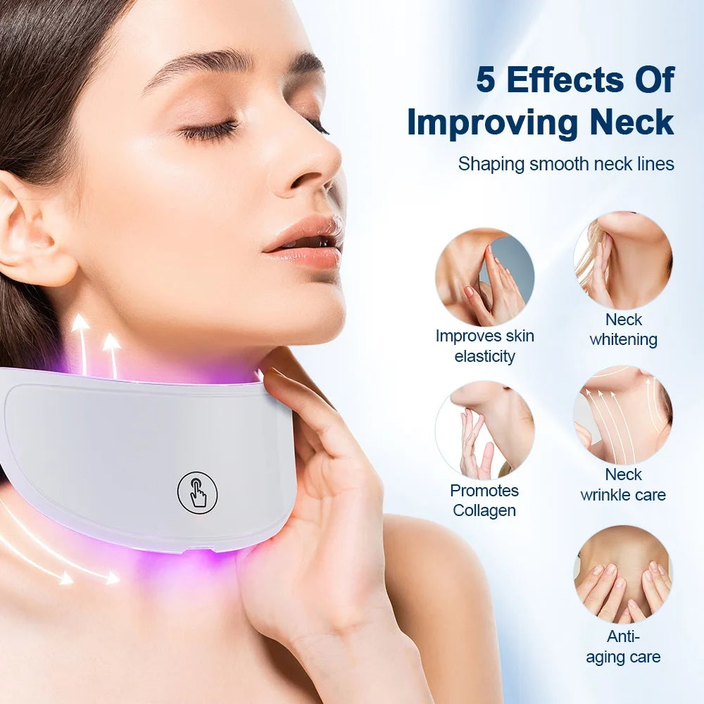 7 Colours Led Facial Mask With Neck Red Light Therapy For Skin Tightening And Anti Aging.